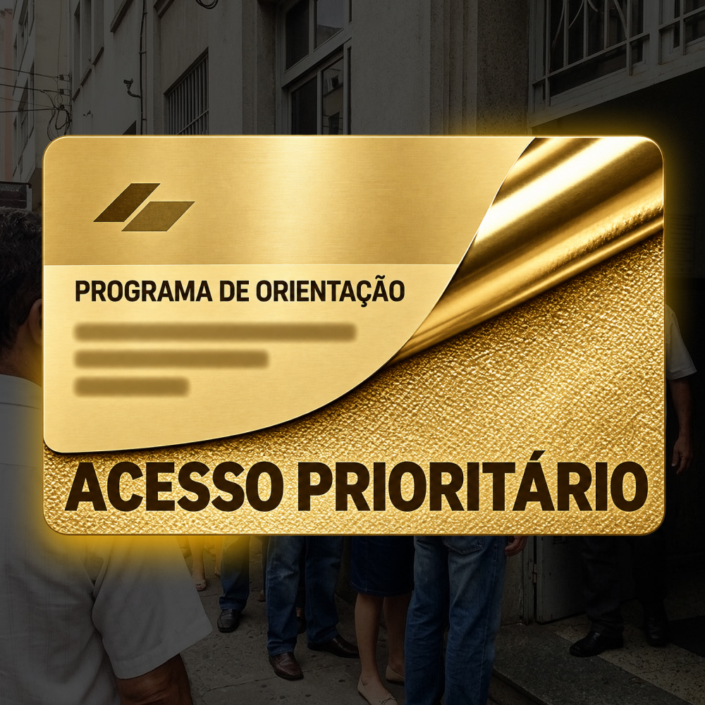 Cartão de acesso ao serviço Plano de desenvolvimento individual, em tom dourado antigo