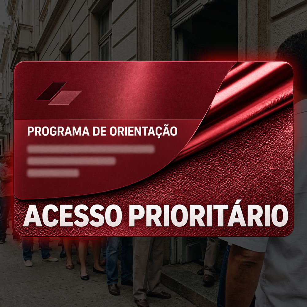 Cartão de acesso ao serviço Acompanhamento para liderança emergente, em tom vermelho carmesim